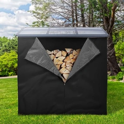 Immagine di ML Design Copertura di Protezione per Legna da Ardere 240 x 165 cm Nero in Poliestere Resistente alle Intemperie Coperchio Ripiano Portalegna Impermeabile