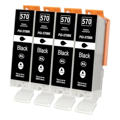 Immagine di Cartucce d&#039;inchiostro Compatibili con Canon 570 PGI 570XL per Pixma MG5750 TS5050 MG5751 MG6850 TS5051 TS6050 TS8050 (PGBK Nero, 4 Pack)