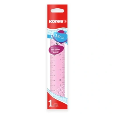 Immagine di Kores Righello Trasparente da 15 cm con Bordo a Inchiostro per Bambini e Studenti, Leggero, Articoli la Scuola l&#039;Ufficio, Confezione 1 in Colori Assortiti