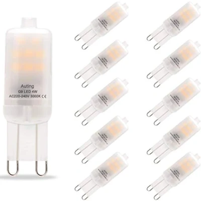 Immagine di Lampadine LED G9 2w, Lampadina Bianco Caldo 3000k,200 Lumen，AC220 240V, Angolo a fascio 360 Non Dimmerabile, Alogena di Ricambio 20W,10 pezzi