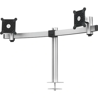 Immagine di Durable Braccio Porta Monitor per Due con Perno Foro Passacavo, da 21 27&quot; Attacco Vesa, Ruotabile di 360, Inclinabile, Altezza Regolabile, 508623, Argento