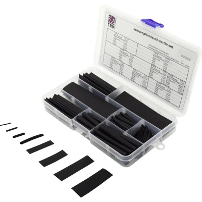 Immagine di TRU COMPONENTS TC 6793936 Kit guaine termoretraibili Nero Restringimento:3:1 100 pz.