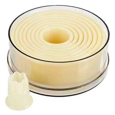 Immagine di Thermohauser 8300017399 Set di formine per Biscotti, Rotonde e Ondulate, Colore Bianco, Diametro 2,0 10 cm, 9 Pezzi, Plastica: Nylon