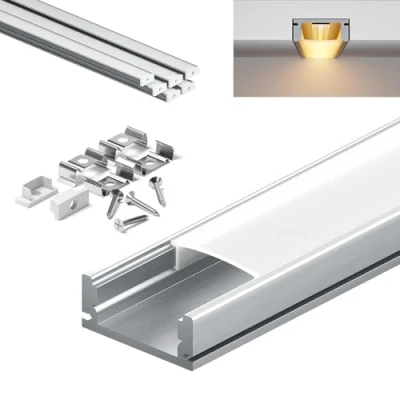 Immagine di KOSOOM Profilo Alluminio per Strisce LED 1m, Set di 6 Pezzi con Accessori Inclusi, Dimensioni Totali 17,4 x 7 mm, Adatto fino a 12 mm