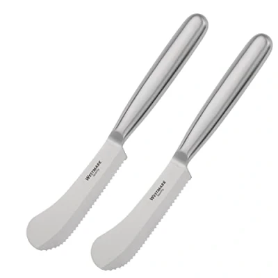 Immagine di Westmark 2 coltelli da Colazione/Burro con Bordo seghettato e Punta Larga, Lunghezza: 22 cm, Acciaio Inox, Argento, 135922E3