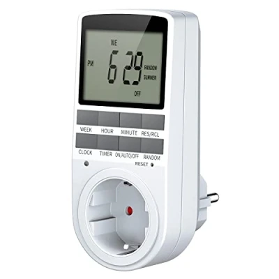 Immagine di Presa Temporizzata Elettronica Digitale, Spina Timer Programmabile con Ampio display LCD, Modalità Casuale Antifurto, per Elettrodomestici Risparmiare Energia (16A/3680W)