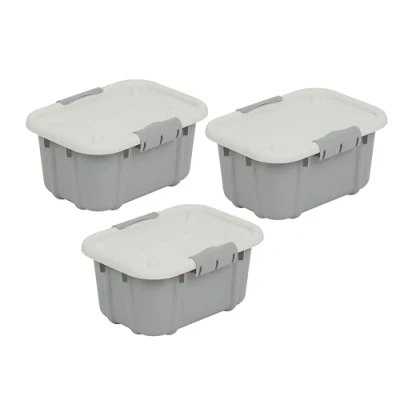 Immagine di BranQ Home essential Velur Set di 3 contenitori universali con coperchio, 8 l, in plastica PP senza BPA, colore: grigio chiaro