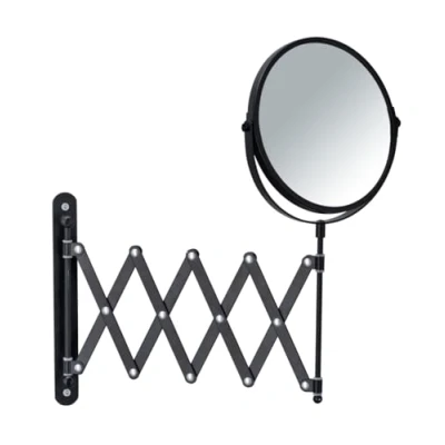 Immagine di WENKO Specchio cosmetico telescopico da parete Exklusiv, con superficie speculare al 100% e ingrandimento 3x (L/A): Ø 16cm, estensibile continuamente, orientabile regolabile, 19x38,5x50cm, nero