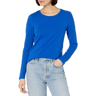 Immagine di Amazon Essentials T Shirt Girocollo a Maniche Lunghe con vestibilità Classica (Taglie Forti Disponibili) Donna, Bluette, M