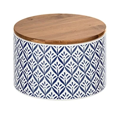 Immagine di Wenko Contenitore Lorca, 0,75l, per conservazione di Alimenti con Coperchio in bambù e Anello Silicone ermetica, Ceramica Alta qualità, Ø 14x9,5cm, Multicolore