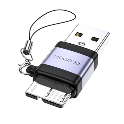 Immagine di MOGOOD USB Plug to Micro B Adapter, 3.0 B, a Adapter Adattatore di ricarica dati convertitore corto per computer, computer portatili (1 confezione)