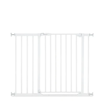 Immagine di hauck Cancelletto di Sicurezza per Bambini Clear Step 2, Incl. Estensione 21cm Aperture da 96 101cm, Base Piatta, Senza Forare Apertura Una Mano Metallo, Bianco