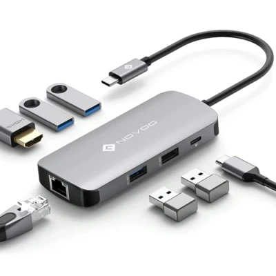 Immagine di Hub USB C, NOVOO 7 in 1 multiporta Adattatore da HDMI 4K, Ethernet RJ45, 3 3.0 &amp; 2.0, tipo C 100W PD Docking Station Compatibile con MacBook Pro/Air,Surface Pro/Go,Pad Pro/Air,Dell,HP