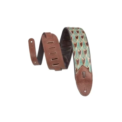 Immagine di Levy&#039;s, M4WP 004 Tracolla Sundance Line Arrowhead Turquoise 3&quot;, per Chitarra e Basso, in Pelle, con Motivi Goffrati, Lunghezza Regolabile fino a 52&quot; (132 cm), Colore