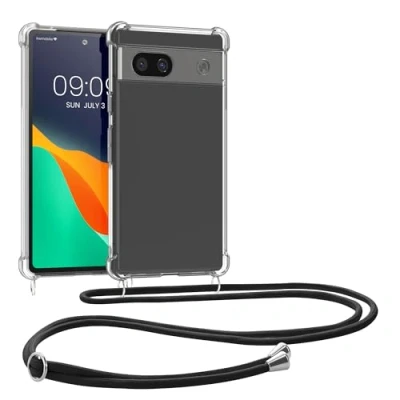 Immagine di kwmobile Custodia Compatibile con Google Pixel 8a Cover Back Case in Silicone TPU Protezione Smartphone Cordino trasparente/nero
