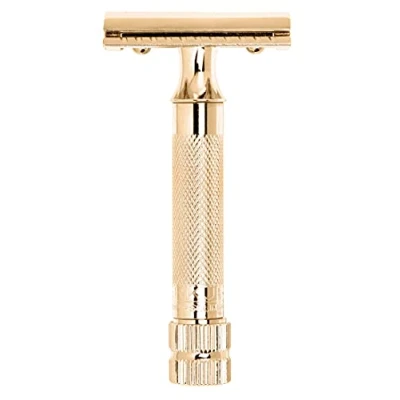 Immagine di Dovo Safety Razors Short Handle 1 Sample Blade Goldplated, Straight Cut In Box