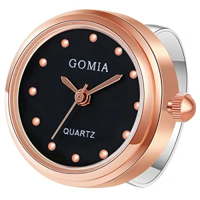 Immagine di JewelryWe Orologio da dito uomo e donna con elastico rotondo al quarzo, Anello Stile Semplice, Colore Scelta,Regalo per Natale