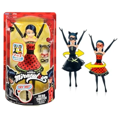 Immagine di Bandai Miraculous Bambola Transformante Ladybug da 26 cm che si trasforma in Lady Noire e Bug snodabile con 2 abiti Giocattolo per bambini dai 4 anni su P50414