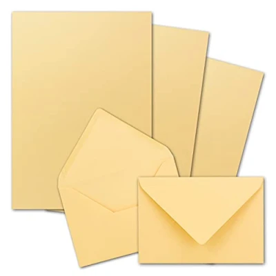 Immagine di FarbenFroh by Gustav Neuser Set di 25 fogli carta da lettere opaca, formato DIN A5, con buste in C6, incollaggio a umido (beige), colore Toscana