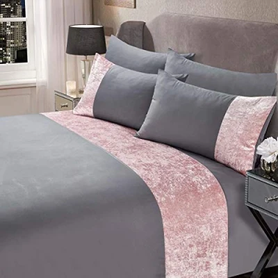 Immagine di Sienna Set di biancheria da letto con copripiumino e federa, in velluto riccio, colore: grigio argento, per matrimoniale