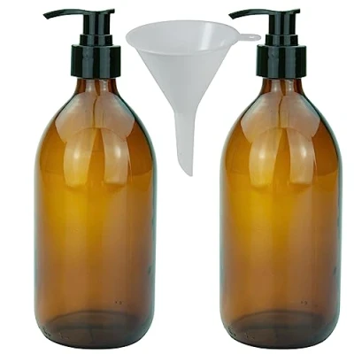 Immagine di mikken 2 dispenser per sapone da 500 ml, in vetro marrone, senza BPA, uso alimentare, con 1 imbuto