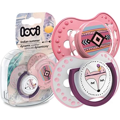 Immagine di LOVI Ciuccio 18 Mesi+, Succhietti Bimba con Tettarella in Silicone, Suggerimento dinamico, Collezione Indian Summer, 2 pezzi, Rosa