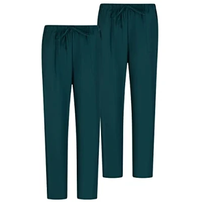 Immagine di MISEMIYA Pack 2 PCS Pantaloni Unisex Vita Elastica Uniforme di Lavoro Clinica Ospedale X Large, Verde 68