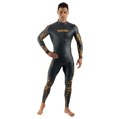 Immagine di SEAC Energy Man 2 mm, Muta Elastica in Neoprene Liscio Smoothskin per Nuoto e Freediving Uomo, Nero, L