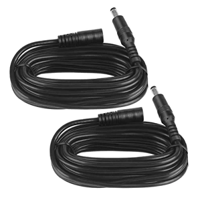 Immagine di Confezione da 2 cavi di prolunga DC 5 m, spina 5,5 mm x 2,1 mm, supporta V, 6 9 12 24 per telecamere sicurezza, DVR, router, stampante, striscia LED, Nero
