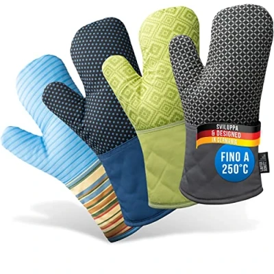 Immagine di LauterSchutz® Guanti da forno in coppia con rivestimento silicone per un supporto e una resistenza al calore ottimali (calore di contatto: 250 C) diversi colori (Grigio)