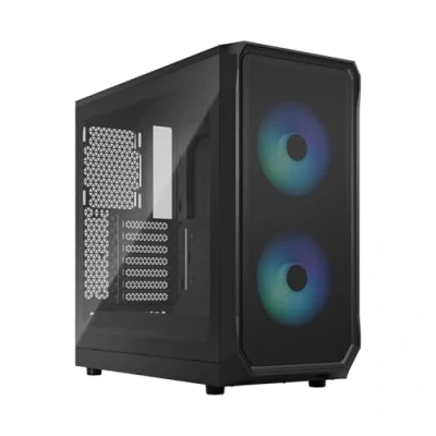 Immagine di Fractal Design Focus 2 RGB Black Tempered Glass Clear Tint Mesh front Two 140 mm Aspect fans included ATX Gaming Case