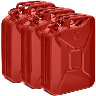 Immagine di BW® Tanica per carburante in metallo, 3 x 20 litri, colore rosso, RAL 3000, certificata TÜV e approvazione ONU, made Europe