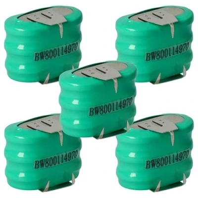 Immagine di vhbw 5x NiMH Batteria a bottone di ricambio 3 pin tipo 3/V150H 150mAh 3,6V compatibile con batterie modellismo, luci solari ecc.