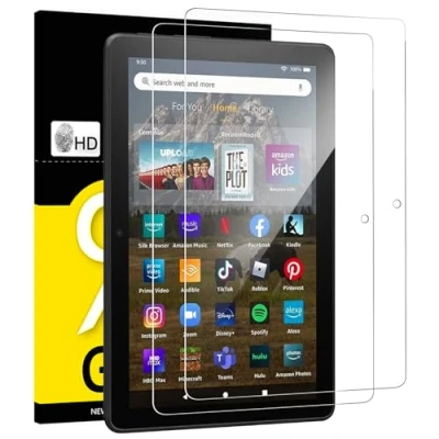 Immagine di NEW&#039;C 2 Pezzi, Pellicola Prottetiva per Amazon Fire HD 8, 8 Plus (2022/2020 12a/10a generazione), Vetro Temperato, Senza Bolle, Durezza 9H, 0,33mm Ultra Trasparente, Resistente