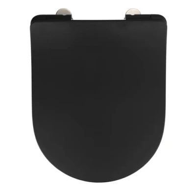 Immagine di Wenko Sedile WC Sedilo Nero Opaco, copriwater Piatto con abbassamento Automatico, Coperchio igienico Attacco Fix Clip, in Duroplast Antibatterico
