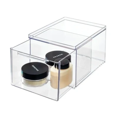 Immagine di iDesign The Home Edit Organizer alto con cassetto estraibile in plastica riciclata trasparente