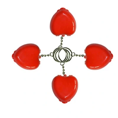 Immagine di JTKENS 50 pz Red Mini Cuore Portachiavi CPR Maschera Trasparente Valvola unidirezionale