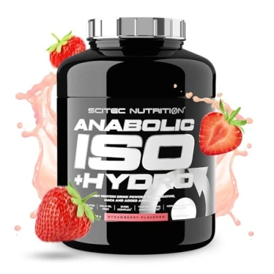 Immagine di Scitec Nutrition Anabolic Iso+Hydro Miscela di proteine del siero latte con creatina, Maca e aminoacidi Complesso ZMB6 per il mantenimento testosterone, 2350 g, Fragola