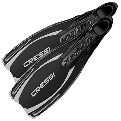 Immagine di Cressi Reaction Pro Fins Pinne per Immersione, Apnea e Snorkeling, Multicolore (Nero/Argento), 46/47