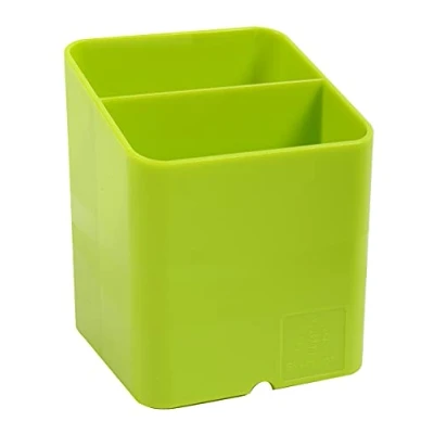 Immagine di Exacompta Rif. 67725D Collezione Iderama Vaso portapenne a forma di cubo Dimensioni 74 x 93 mm, design salvaspazio, 2 sezioni per organizzazione scrivania Verde lime