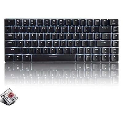 Immagine di CROSS ZEBRA Tastiera Meccanica da Computer Gaming, USB Cablata 82 Tasti Anti Ghosting Gioco Bianco Illuminata Backlit, Mechanical Keyboard Compatta Ergonomica, Interruttore Marrone, Nero