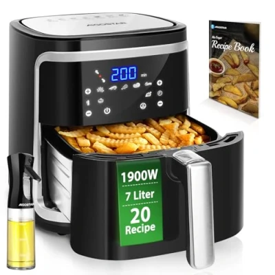 Immagine di Aigostar Cube 30IBT Friggitrice ad Aria 7 in 1, 1900W, 7L, Pannello touch a led, Scelte già programmate, Forno, Arrostire, Cestello removibile anti aderente, Mantenimento calore, 20 Ricette
