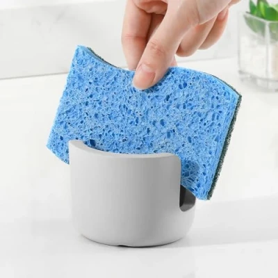 Immagine di Luxspire Porta Spugne in Diatomite, Supporto per Asciugatura Rapida, Organizzatore Assorbente, Spugna Bancone Lavello della Cucina, Bagno, Toilette, Grigio Chiaro, Piccolo