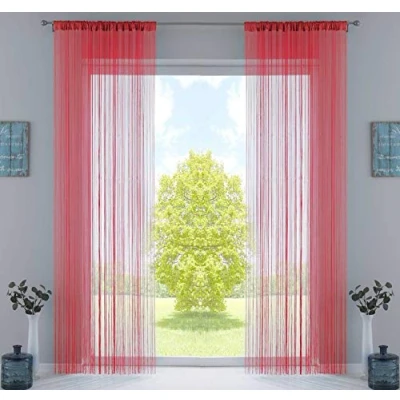 Immagine di Gardinenbox 2er Set Fadengardinen con Coulisse e Nastro Arricciato Cucito, Adatto per aste binari Tende, divisorio stanze, 20303CN2, Poliestere, Colore: Rosso, HxB 250x140 cm