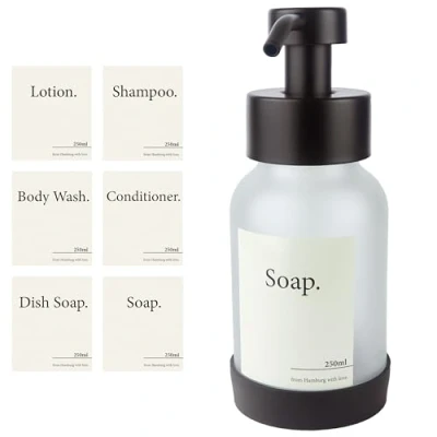 Immagine di Design Amburgo Dispenser di Sapone liquido Porta Doccia e Bagno in Vetro Pompa Acciaio inossidabile Nero Frost