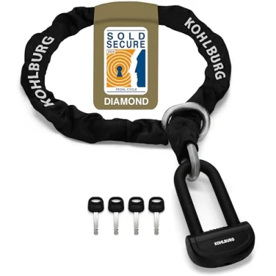 Immagine di KOHLBURG lucchetto di sicurezza VdS da 8 kg, in acciaio speciale 210 cm, tipo Alcatraz, catena 13 mm, a massima 10 + 10, certificato per