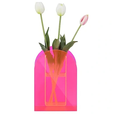 Immagine di Navaris Vaso per Fiori Decorativo da Interno in Acrilico Trasparente Finti Decorazioni e Veri 24 x 15,8 4,5 cm Rosa