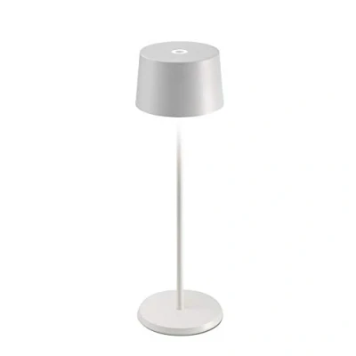 Immagine di Zafferano Olivia Lampada LED Dimmerabile da Tavolo, Protezione IP65, Uso Interno/Esterno, Caricatore Micro USB, H35,5cm, Plug EU Bianco 2.2 W