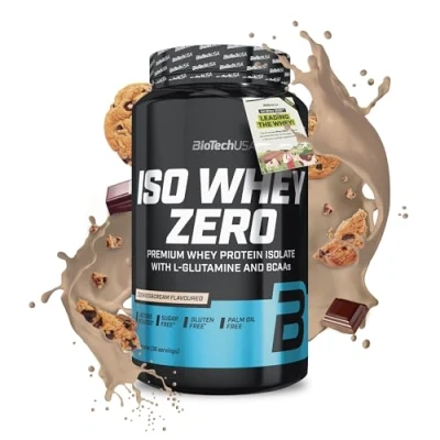 Immagine di BioTechUSA Iso Whey Zero Premium Protein Isolate Grass Fed Enzyme Free Sugar and Gluten free, 908 g, Biscotti e Panna
