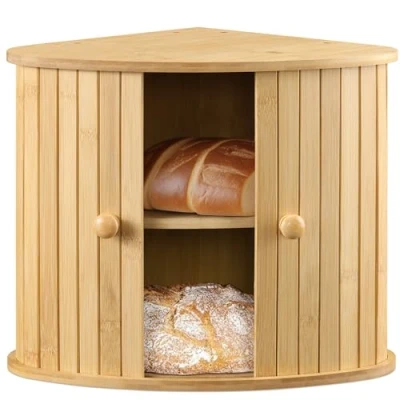 Immagine di Navaris Portapane Bambù Porta Pane Dolci in Contenitore per Bambu Bamboo Bread Box Cassetta Legno Vintage 30 x 31 cm
